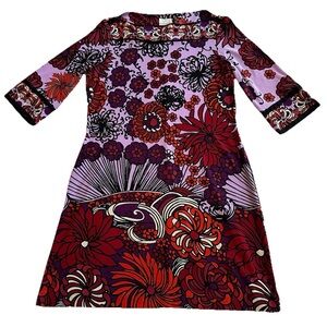 Donna Morgan Psychedelic Floral Mod Go-Go Sheath Shift Dress-Size 14 Party RHS